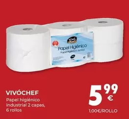 Oferta de Vivo cheff - Papel Higiénico Industrial 2 Capas por 5,99€ en CashDiplo