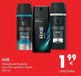 Oferta de Axe - Desodorante Spray Ice Chill, Apollo O Black por 1,99€ en CashDiplo