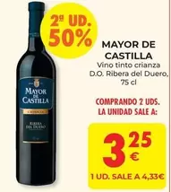 Oferta de Mayor de Castilla - Vino Tinto Crianza D.o. Ribera Del Duero por 3,25€ en CashDiplo