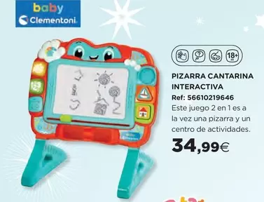 Oferta de Clementoni - Pizarra Cantarina Interactiva por 34,99€ en Hipercor