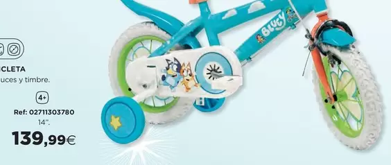 Oferta de Bluey - Bicicleta Con Kit De Luces Y Timbre 14" por 139,99€ en Hipercor