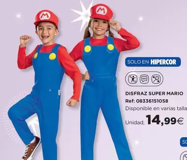 Oferta de Hipercor - Disfraz Super Mario por 14,99€ en Hipercor