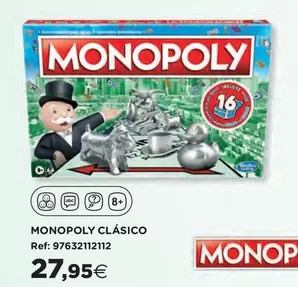 Oferta de Monopoly - Clásico por 27,95€ en Hipercor