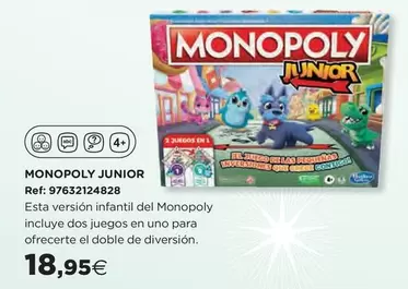 Oferta de Monopoly -  Junior por 18,95€ en Hipercor