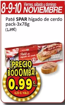 Oferta de Spar - Pate Higado De Cerdo  por 0,99€ en SPAR