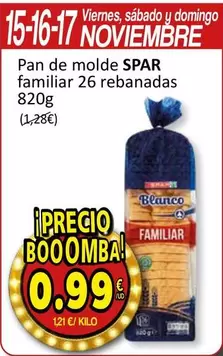 Oferta de Spar - Pan De Molde Familiar 26 Rebanadas por 0,99€ en SPAR