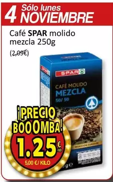 Oferta de Spar - Cafe Molido Mezcla por 1,25€ en SPAR