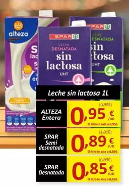 Oferta de Spar - Leche Sin Lactosa por 0,85€ en SPAR