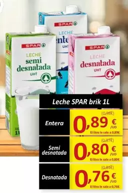 Oferta de Spar - Leche Semi Desnatada por 0,89€ en SPAR