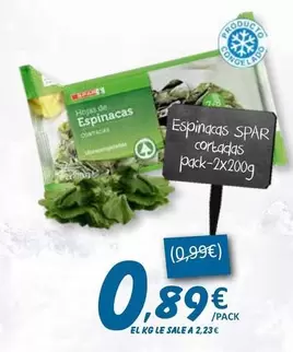 Oferta de Spar - Espinacas Cortadas por 0,89€ en SPAR