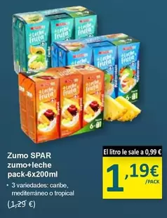 Oferta de Spar - Zumo Zumo + Leche  por 1,19€ en SPAR