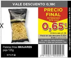 Oferta de Manjares - Patatas Fritas Paja por 0,65€ en SPAR