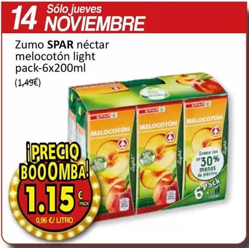 Oferta de Spar - Zumo Nectar Melocoton Light por 1,15€ en SPAR