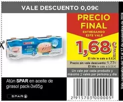 Oferta de Spar - Atun En Aceite De Girasol por 1,68€ en SPAR