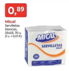 Oferta de Mical - Servilletas Blancas por 0,89€ en Suma Supermercados