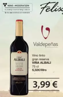 Oferta de Viña Albali - Vino Tinto Gran Reserva por 3,99€ en SPAR Fragadis