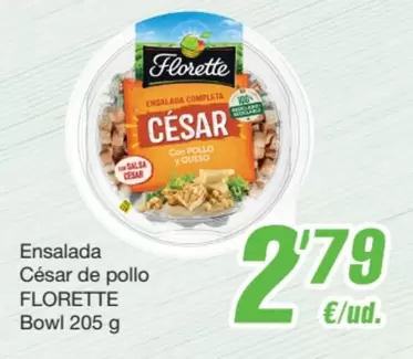 Oferta de Florette - Ensalada Cesar De Pollo Bowl por 2,79€ en SPAR Fragadis