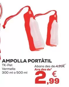 Oferta de Tk-Pet - Botella Portatil por 2,99€ en Kiwoko