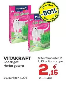 Oferta de Vitakraft - Snack Gato Hierba Gatera por 4,29€ en Kiwoko