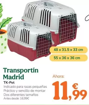 Oferta de Tk-Pet - Transportin Madrid por 11,99€ en Tiendanimal