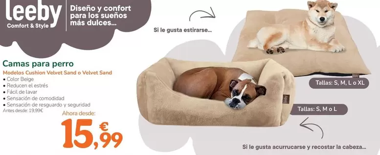 Oferta de Leeby - Camas Para Perro por 15,99€ en Tiendanimal