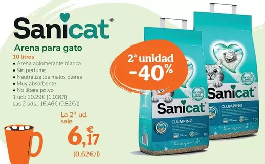 Oferta de Sanicat - Arena Para Gato por 10,29€ en Tiendanimal