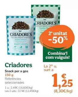 Oferta de Criadores - Snack Para Perro por 2,49€ en Tiendanimal