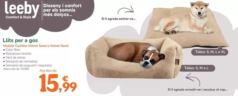 Oferta de Leeby - Camas Para Perro por 15,99€ en Tiendanimal