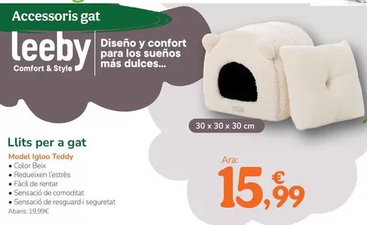 Oferta de Leeby - Camas Para Gato por 15,99€ en Tiendanimal