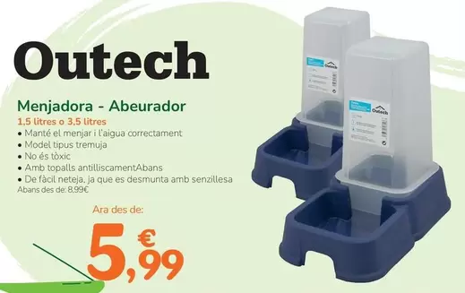 Oferta de Outech - Comedero-Bebedero por 5,99€ en Tiendanimal