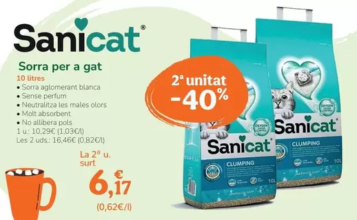 Oferta de Sanicat - Arena Para Gato por 10,29€ en Tiendanimal