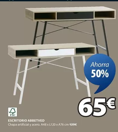 Oferta de Escritorio Abbetved por 65€ en JYSK