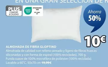 Oferta de Plus - Almohada De Fibra Gloptind por 10€ en JYSK