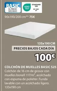 Oferta de Basic - Colchón De Muelles Basic S25 por 100€ en JYSK