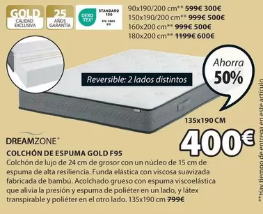 Oferta de Dreamzone - Colchón De Espuma Gold F95 por 400€ en JYSK