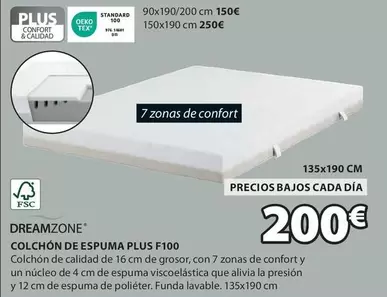 Oferta de Dreamzone - Colchón De Espuma Plus F100 por 200€ en JYSK