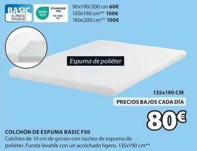 Oferta de Basic - Colchón De Espuma Basic F50 por 80€ en JYSK