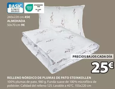 Oferta de Basic - Relleno Nórdico De Plumas De Pato Steinkollen por 25€ en JYSK