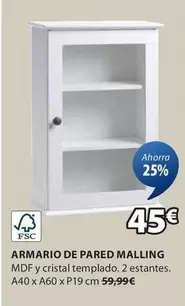 Oferta de Cristal - Armario De Pared Malling por 45€ en JYSK