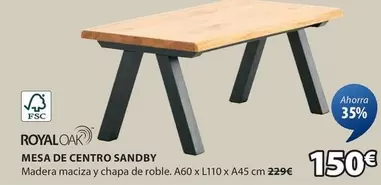 Oferta de Royal Oak - Mesa De Centro Sandby por 150€ en JYSK