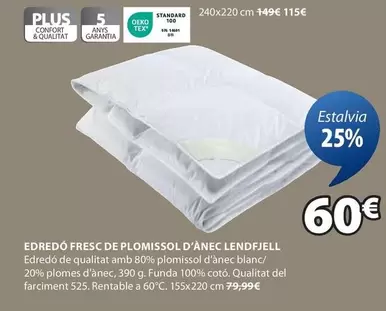 Oferta de Plus - Edredo Fresc De Plomissol por 60€ en JYSK