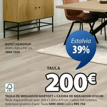 Oferta de Acer - Taula De Menjador Nortoft + Cadira De Menjador Hygum por 200€ en JYSK