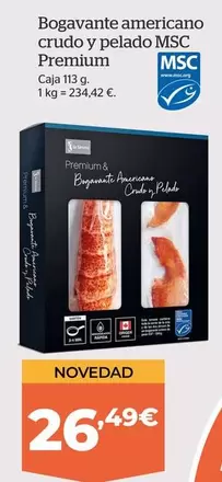 Oferta de Premium - Bogavante Americano Crudo Y Pelado MSC por 26,49€ en La Sirena