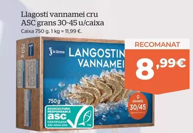 Oferta de Llagosti Vannamei Cru ASC por 8,99€ en La Sirena