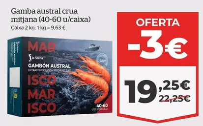 Oferta de La Sirena - Gamba Austral Crua Mitjana por 19,25€ en La Sirena