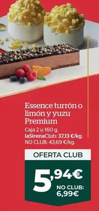 Oferta de Premium Essence Turrón O Limón Y Yuzu por 6,99€ en La Sirena