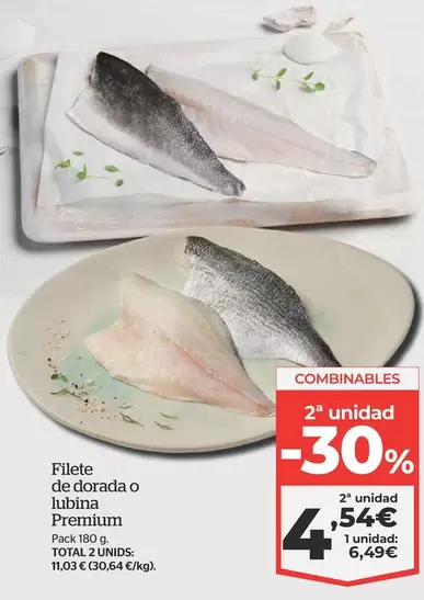 Oferta de Premium Filete De Dorada O Lubina por 6,49€ en La Sirena