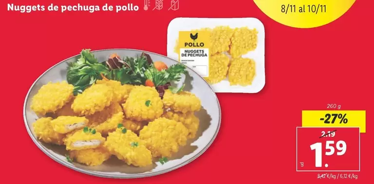 Oferta de Nuggets De Pechuga De Pollo por 1,59€ en Lidl