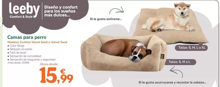 Oferta de Camas Para Perro por 15,99€ en Tiendanimal