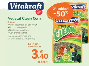 Oferta de Vitakraft - Vegetal Clean Corn por 6,79€ en Tiendanimal